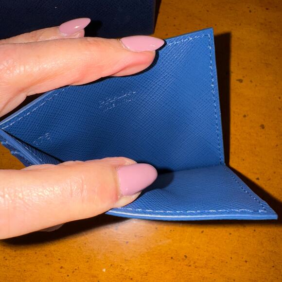 Prada Saffiano Leather Card Case Blue EUC - Picture 6 of 13